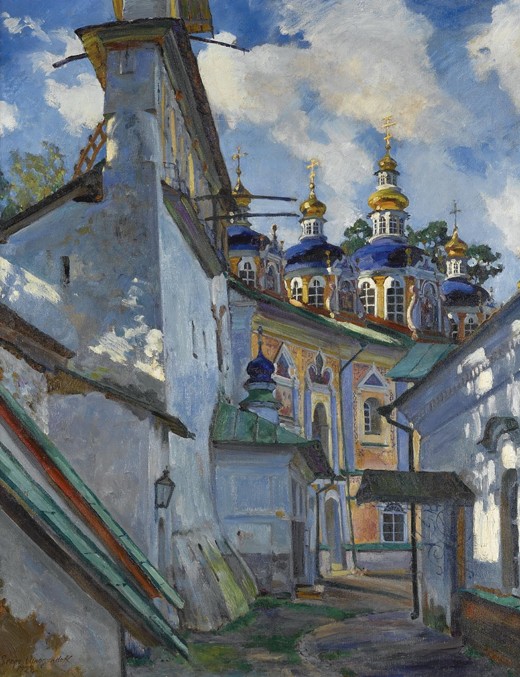 View of the Pskovo-Pechersky Monastery à Sergej Arsenjewitsch Winogradow
