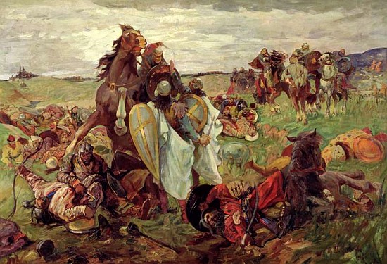 The Battle between Russians and Tatars à Sergey Nikolayevich Arkhipov