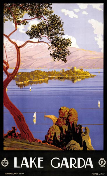 Vintage Poster for Lake Garda, Italy à Severino Trematore