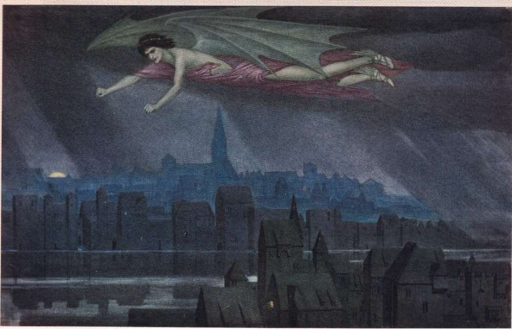 Lucifer flying over the city. Sleep, sleep, o city! Till the light wake you to sin and crime again. à Sidney Meteyard