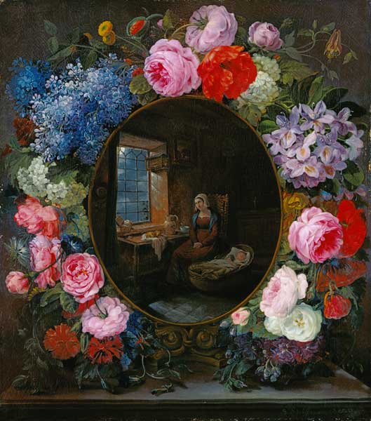 Mother and Child in a Garland of Flowers à Siegfried Detlef Bendixen