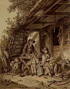 Famille de paysans de Berne devant la maison. à Sigmund Freudenberger
