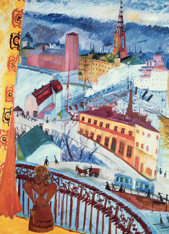 View of Slussen, 1919 (oil on canvas) à Sigrid Hjerten