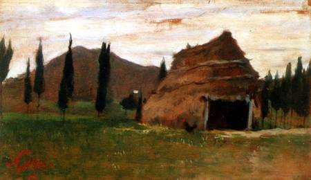 Landscape with a Thatched Hut à Silvestro Lega