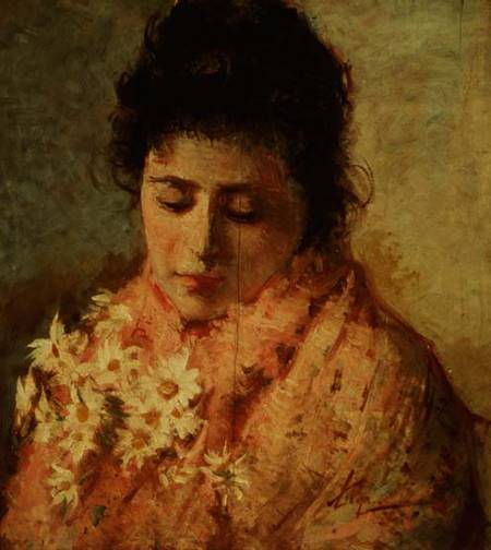 Portrait of a Woman (panel) à Silvestro Lega