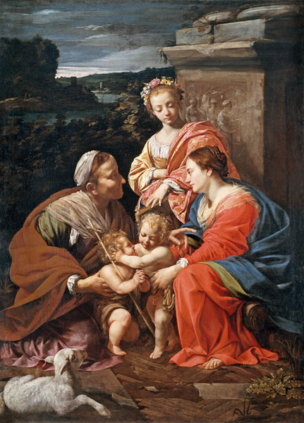 Virgin and child with John the Baptist as a Boy, Saint Elizabeth and Saint Catherine à Simon Vouet