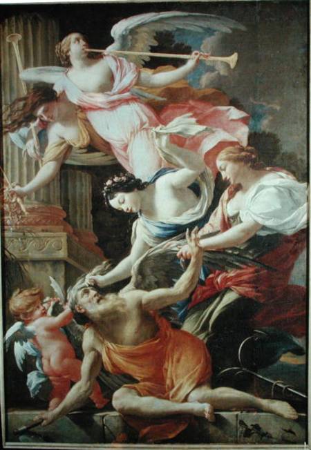Time Vanquished by Love, Venus and Hope à Simon Vouet