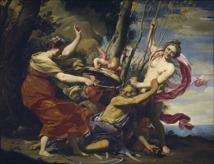 Father Time Overcome by Love, Hope and Beauty à Simon Vouet