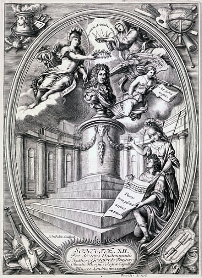 Dedicatory engraving to Gottfried Finger à Simon II Gribelin
