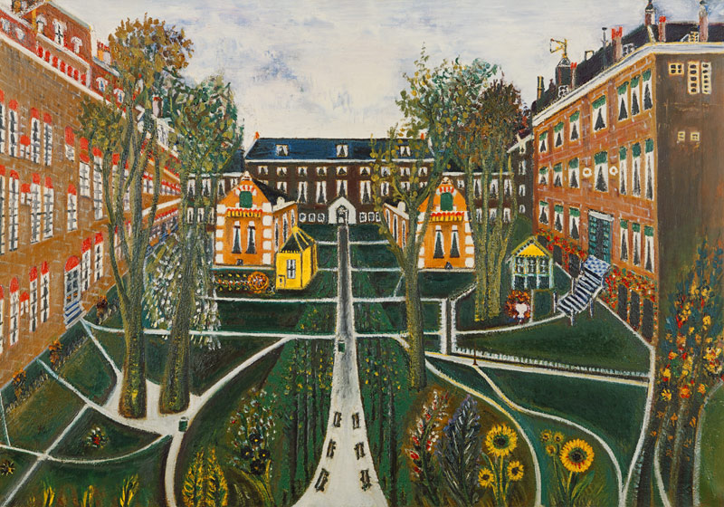 The garden of the old people's home in Amsterdam. à Sipke Cornelis Houtman
