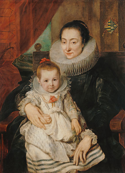 portrait de Marie Clarisse, femme de Jan Woverius, avec leur enfant à Sir Anthonis van Dyck