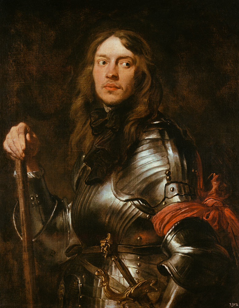 Portrait d'homme en armure avec un brassard rouge à Sir Anthonis van Dyck