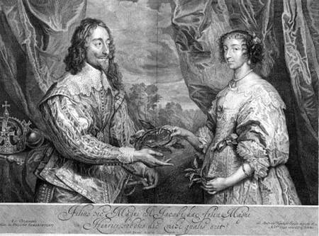 Charles I (1600-49) and Henrietta Maria (1609-69) engraved by George Vertue (1684-1756) after a pain à Sir Anthonis van Dyck