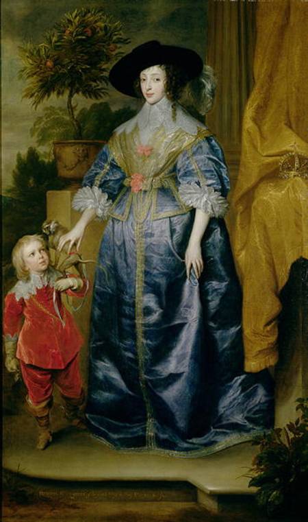 Queen Henrietta Maria and her dwarf Sir Jeffrey Hudson à Sir Anthonis van Dyck