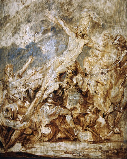 Sketch of the lifting of the cross, 1630 (oil & grisaille on wood) à Sir Anthony van Dyck