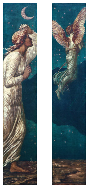 Psyche schaut dem in die Nacht entschwindenden Amor nach/ Amor fliegt davon à Sir Edward Burne-Jones