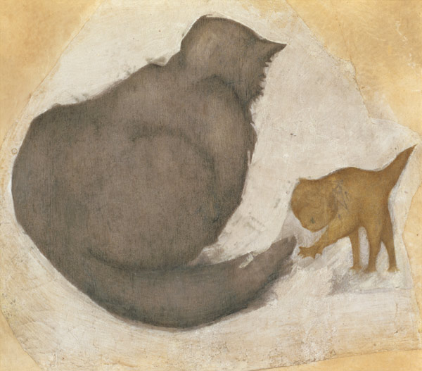 Cat and Kitten (w/c on plaster) à Sir Edward Burne-Jones