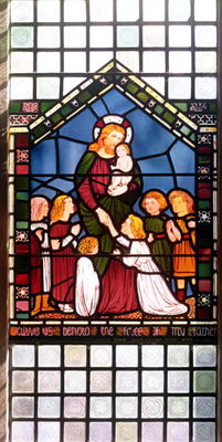 Detail of Christ Blessing the Children, 1861 (stained glass) (detail of 150156) à Sir Edward Burne-Jones