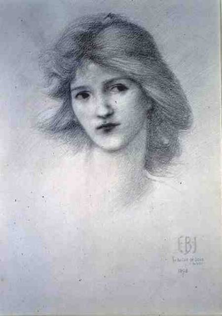 Female Head, study for 'The Car of Love' à Sir Edward Burne-Jones