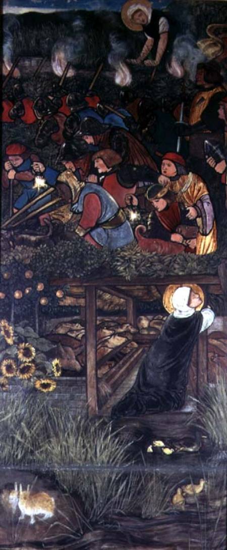 The Legend of St. Frideswide, 1859, oil study for a stained glass window in the Latin Chapel of Chri à Sir Edward Burne-Jones