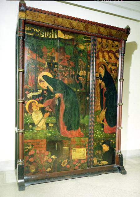The Prioress' Tale, decorated wardrobe, designed by Philip Webb (1831-1915) à Sir Edward Burne-Jones