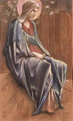 The Virgin, 1887 (coloured chalks and gold) à Sir Edward Burne-Jones