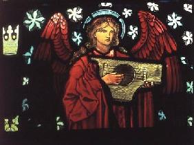 Detail of the Angel Musician, made by William Morris and Co.