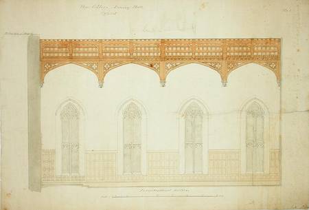 The Hall, New College Oxford: Design for New Roof à Sir George Gilbert Scott