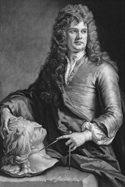 Grinling Gibbons (1648-1721) (litho) à Sir Godfrey Kneller