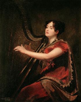 The Marchioness of Northampton, Playing a Harp, c.1820