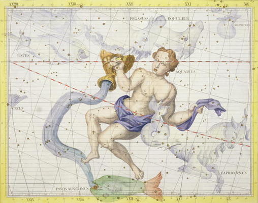 Constellation of Aquarius, plate 9 from 'Atlas Coelestis', by John Flamsteed (1646-1710), published à Sir James Thornhill