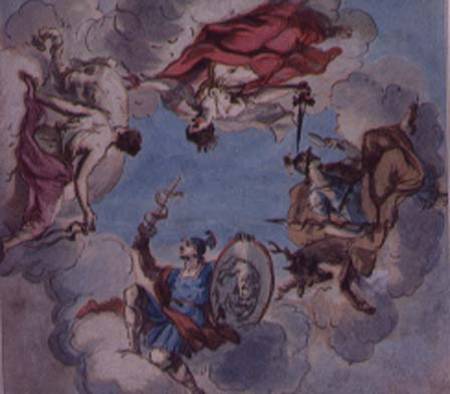 Design for a Ceiling: The Four Cardinal Virtues, Justice, Prudence, Temperance and Fortitude à Sir James Thornhill