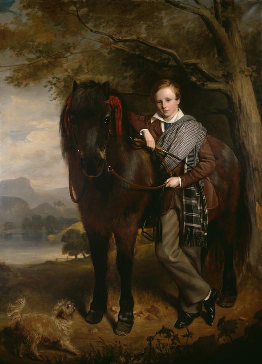 Portrait of a young boy with a pony à Sir John Watson Gordon