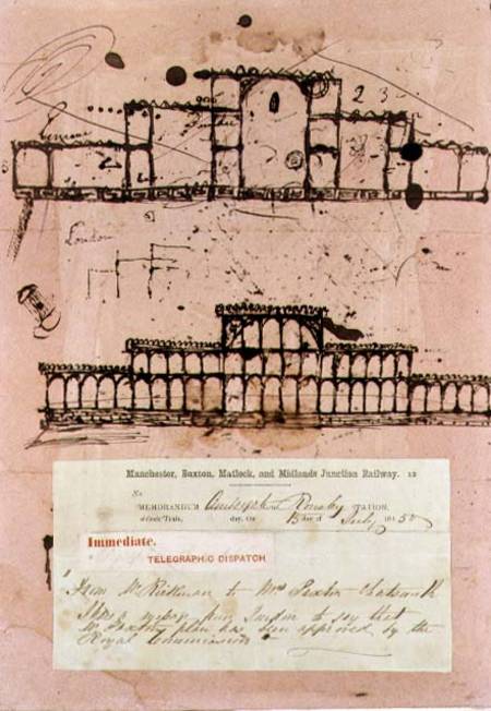 Great Exhibition, 1851: first sketch for the building à Sir Joseph Paxton