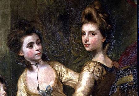 Two Elegant Young Girls, detail from the painting The Fourth Duke of Marlborough and his Family à Sir Joshua Reynolds