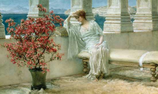 Her eyes are with thoughts and they are far away à Sir Lawrence Alma-Tadema