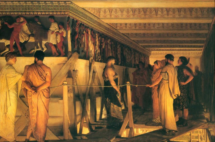 Phidias Showing the Frieze of the Parthenon to his Friends à Sir Lawrence Alma-Tadema