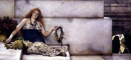 Spring Flowers: Garland Seller on the Steps of the Temple à Sir Lawrence Alma-Tadema
