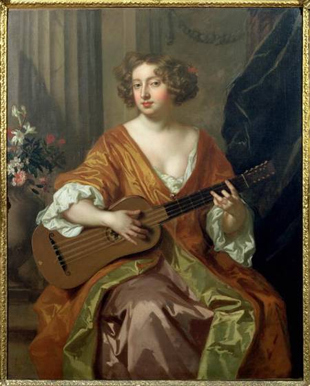Portrait of Mrs Moll Davies, mistress of Charles II flowers painted by Jean Baptiste Monnoyer (1636- à Sir Peter Lely