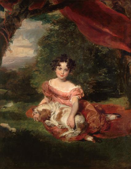 portrait de Julia Beatrice Peel avec un Spaniel