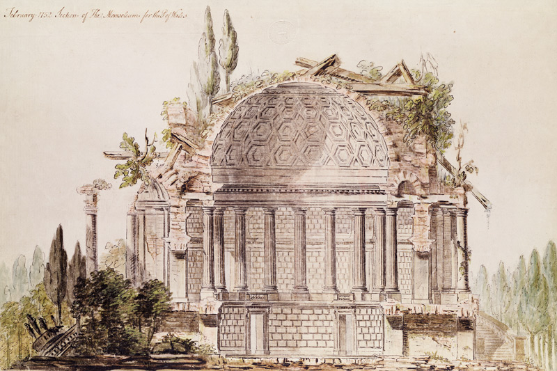 Architectural drawing for mausoleum for Frederick, Prince of Wales (1707-51) à Sir William Chambers
