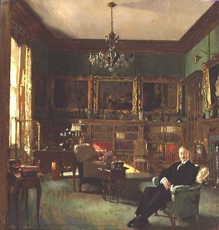 Otto Beit in his study at Belgrave Square à Sir William Orpen