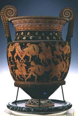 Red-figure volute krater depicting the Battle of the Greeks and the Amazons, Apulian (ceramic) (see à Peintre Sisyphus