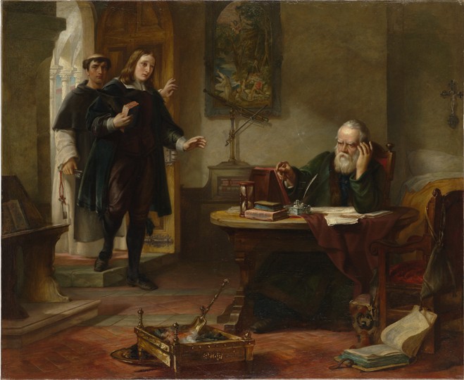 Milton visiting Galileo when a prisoner of the Inquisition à Solomon Alexander Hart