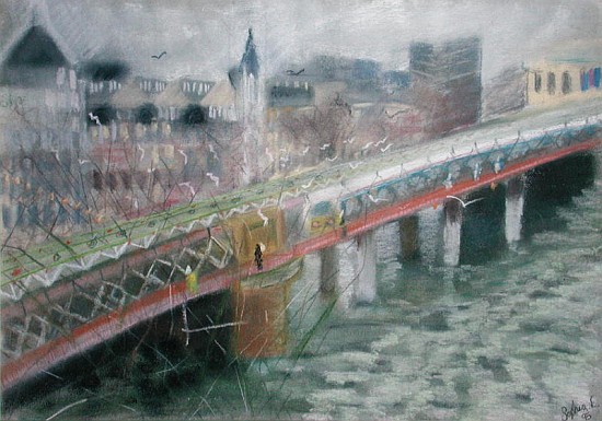 Hungerford Bridge, from the South Bank, 1995 (pastel on paper)  à Sophia  Elliot