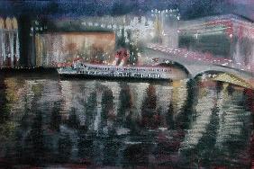 Waterloo Bridge, from the South Bank, 1995 (pastel on paper) 