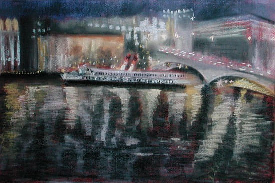 Waterloo Bridge, from the South Bank, 1995 (pastel on paper)  à Sophia  Elliot