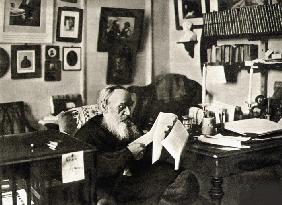 Leo Tolstoy in his studio. Yasnaya Polyana