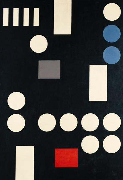 Composition avec des rectangles et des milieux sur la toile noire.