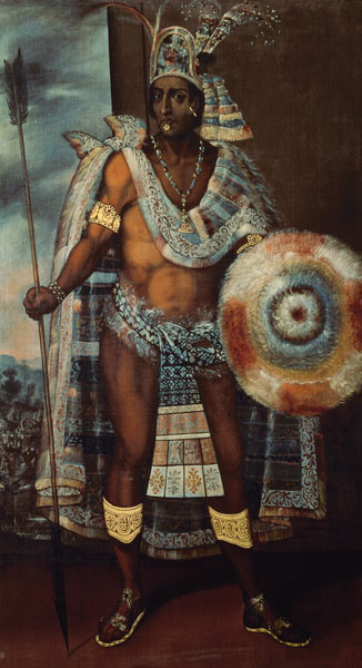 Portrait of an Aztec king à École espagnole